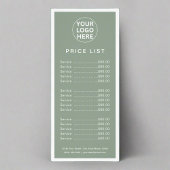 Sage Green Logo lプロフェッショナル価格表サービス ラックカード
