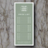 Sage Green Logo lプロフェッショナル価格表サービス ラックカード