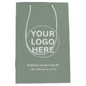 Sage Green Logo lプロモーションビジネスブランド ミディアムペーパーバッグ (正面)