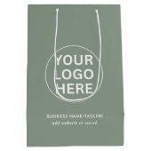 Sage Green Logo lプロモーションビジネスブランド ミディアムペーパーバッグ (裏面)