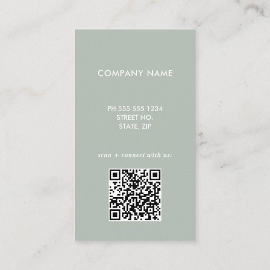 Sage Green Logo Scannable QR Code Business Card 名刺 (裏面)