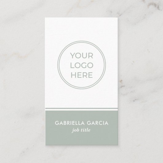 Sage Green Logo Scannable QR Code Business Card 名刺 (正面)