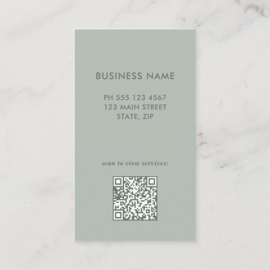 Sage Green Logo Scannable QR Code Business Card 名刺 (裏面)
