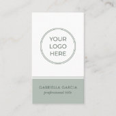 Sage Green Logo Scannable QR Code Business Card 名刺 (正面)