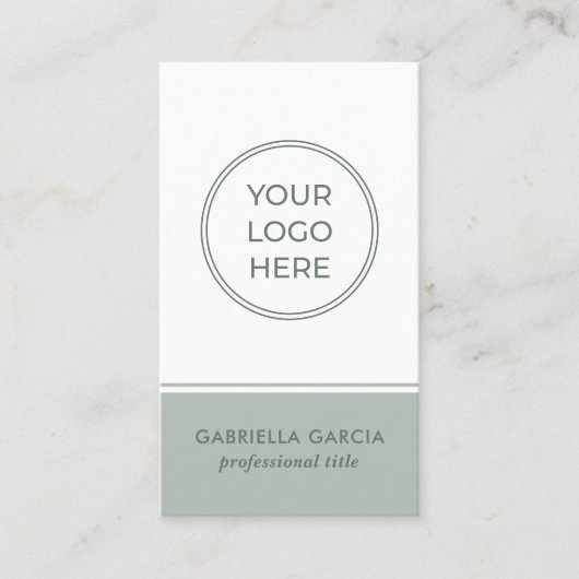 Sage Green Logo Scannable QR Code Business Card 名刺 (正面)