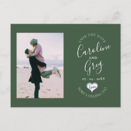 Sage Green Loveタイポグラフィ写真Save the Date 案内ポストカード