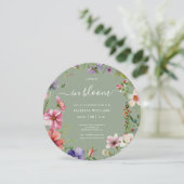 Sage Green Love in Bloom Floral Bridal Shower 招待状 (スタンド正面)