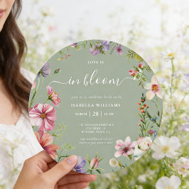 Sage Green Love in Bloom Floral Bridal Shower 招待状
