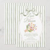 Sage Green Love Is in Bloom Bridal Shower 招待状 (正面/裏面)