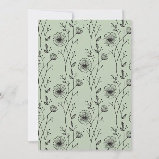 Sage Green Love Script Wildflower Wedding  招待状 (裏面)