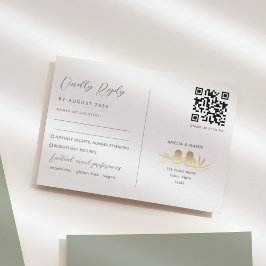 Sage Green Lovebirds Wedding QR 出欠カード
