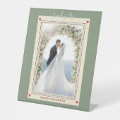 Sage Green Lucky Us Playing Card Wedding Photo 台座サイン (正面)