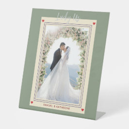 Sage Green Lucky Us Playing Card Wedding Photo 台座サイン