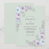 Sage Green Luminous Spring Wedding 招待状 (正面/裏面)
