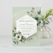 Sage Green Lush Botanical Wedding 招待状 (スタンド正面)