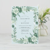 Sage Green Lush Floral Garland Wedding 招待状 (スタンド正面)