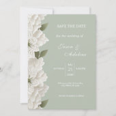 Sage Green Luxury Floral Wedding Save the Date (正面)
