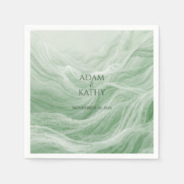 Sage Green Marble & Gold Napkins スタンダードカクテルナプキン