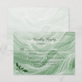 Sage Green Marble & Gold Response Card 出欠カード (正面/裏面)