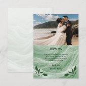 Sage Green Marble & Gold Thank You Card サンキューカード (正面/裏面)