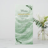 Sage Green Marble & Gold Wedding Menu メニュー (スタンド正面)