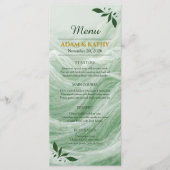 Sage Green Marble & Gold Wedding Menu メニュー (正面)