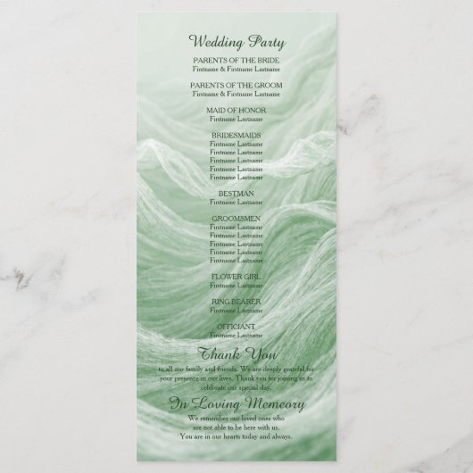 Sage Green Marble & Gold Wedding Program プログラム (裏面)