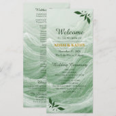 Sage Green Marble & Gold Wedding Program プログラム (正面/裏面)