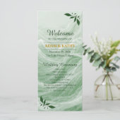Sage Green Marble & Gold Wedding Program プログラム (スタンド正面)