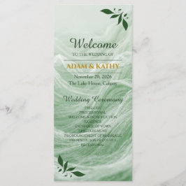 Sage Green Marble & Gold Wedding Program プログラム