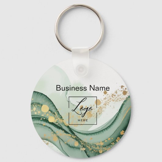 Sage green  marble logo Qr code Employee キーホルダー (正面)