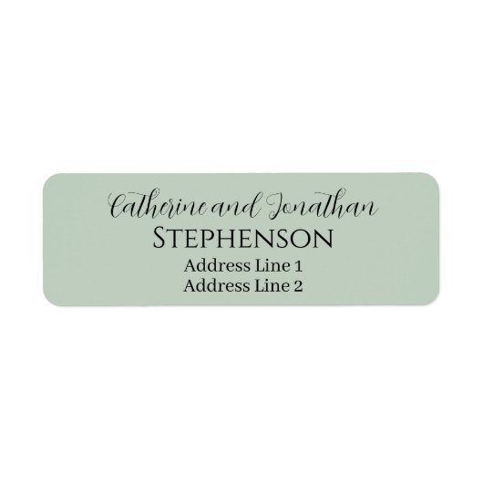 Sage Green Married Couple Return Address Labels ラベル (正面)