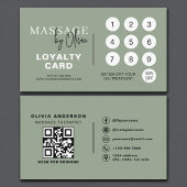 Sage Green Massage Therapist QR Code Loyalty Card ロイヤリティカード