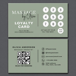Sage Green Massage Therapist QR Code Loyalty Card ロイヤリティカード