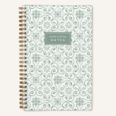 Sage Green | Mediterranean Tile Personalized ノートブック (正面)