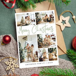Sage Green Merry Christmas書道写真 シーズンカード