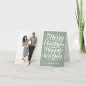 Sage Green Merry Christmas & Happy New Year写真 シーズンカード (正面)