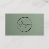 Sage Green Metallic Company Logo QR Code 名刺 (裏面)