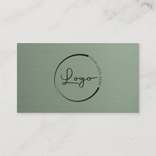 Sage Green Metallic Company Logo QR Code  名刺 (裏面)