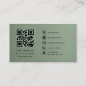 Sage Green Metallic Company Logo QR Code 名刺 (正面)