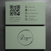 Sage Green Metallic Company Logo QR Code  名刺