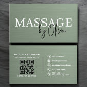 Sage Green Metallic Massage Therapist QR Code  名刺