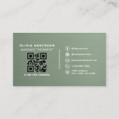 Sage Green Metallic Massage Therapist QR Code  名刺 (裏面)