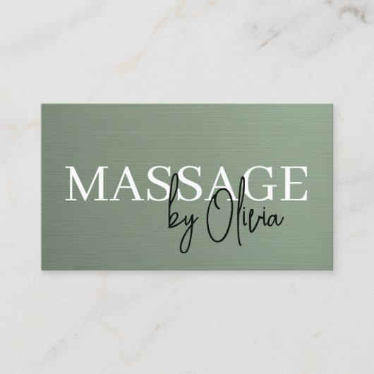 Sage Green Metallic Massage Therapist QR Code  名刺 (正面)