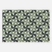 Sage Green Mid Century Modern Pattern ラッピングペーパーシート (正面2)