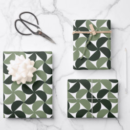 Sage Green Mid Century Modern Pattern ラッピングペーパーシート