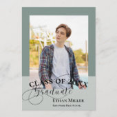 Sage Green Minimal Photo Graduation Announcement 招待状 (正面)