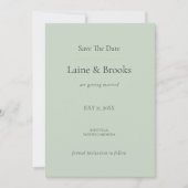 Sage Green Minimal Save the Date Card セーブザデート (正面)
