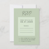 Sage Green Minimal Wedding RSVP Card (正面)