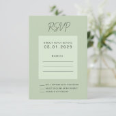 Sage Green Minimal Wedding RSVP Card (スタンド正面)